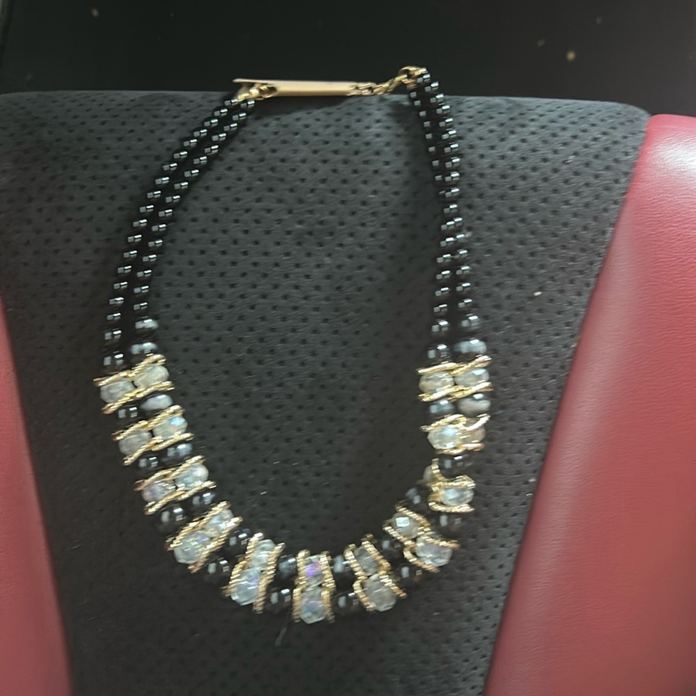 Black jeweled necklace